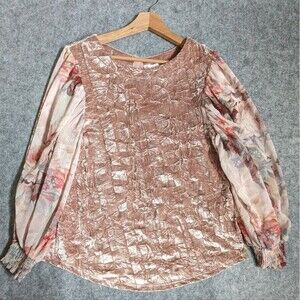 Meadow Rue Crushed Velvet Blouse. XS